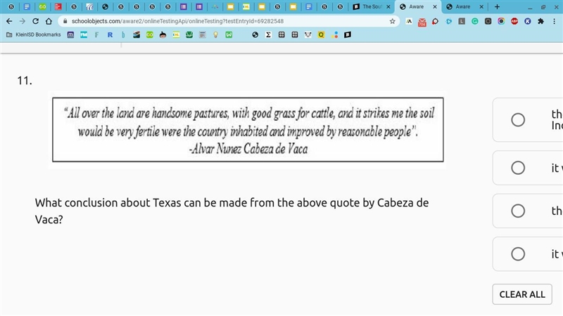 What conclusion about Texas can be made from the above quote by Cabeza de Vaca? A-example-1