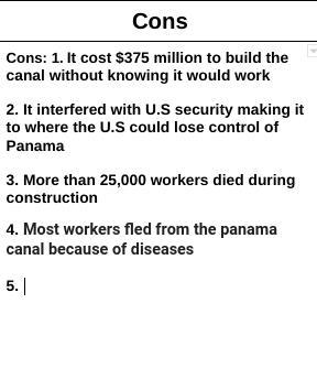 What is one con for the panama canal?-example-1