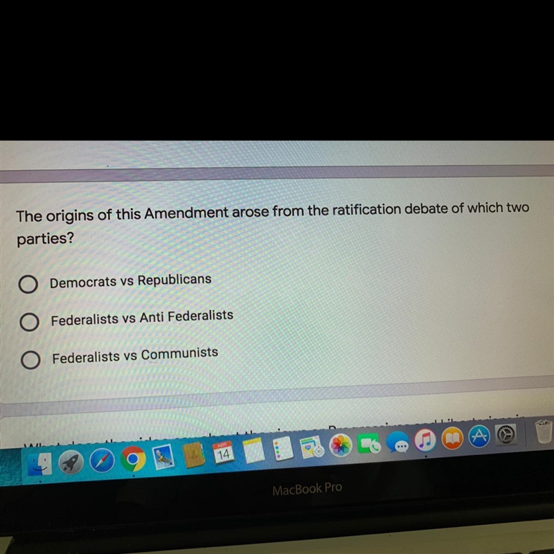 The origins of this amendment arose from the ratification debate of which two parties-example-1