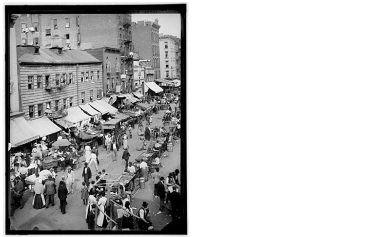 This photo from 1901 shows a Jewish neighborhood and market on New York City's East-example-1