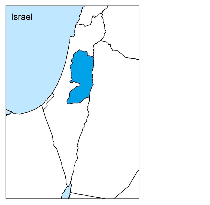 What is the name of the area shaded dark blue? Israel Gaza Strip Golan Heights West-example-1