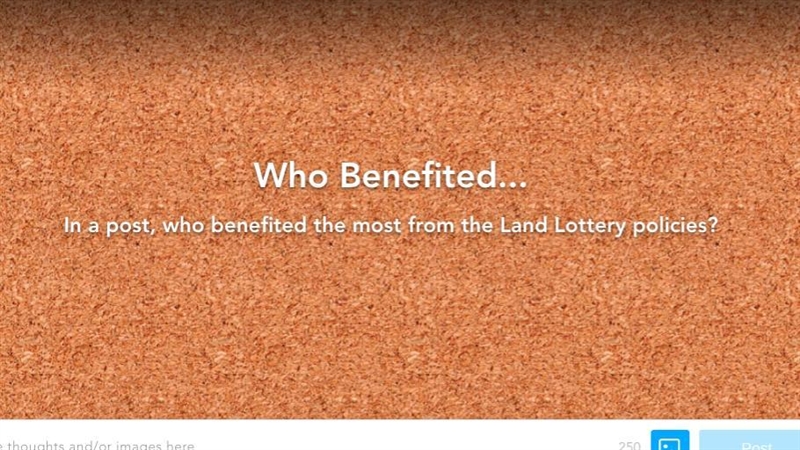 Who benefited the most from the Land Lottery policies ?-example-1