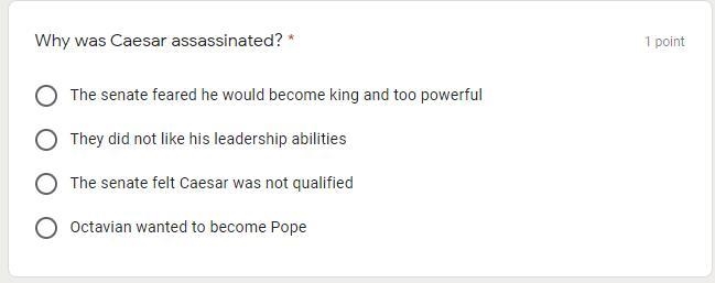 Why was Caesar assassinated? * pick one*-example-1