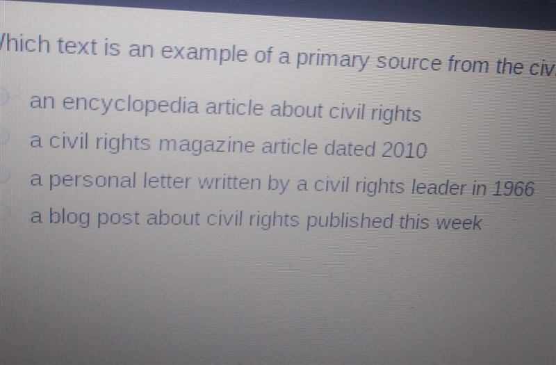 Which text is an example of a primary source from the civil rights movement?​-example-1