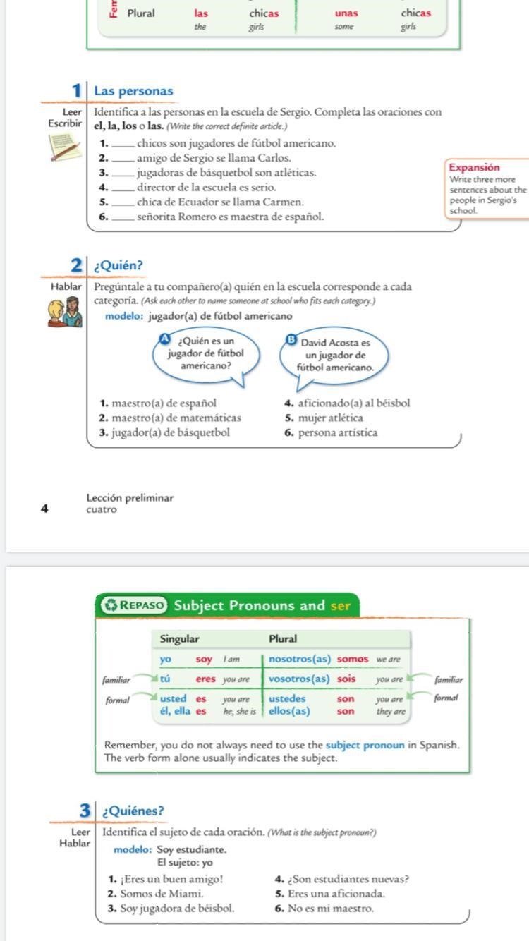 Can someone help me with 1-4 on some Spanish work . Link down below .-example-1