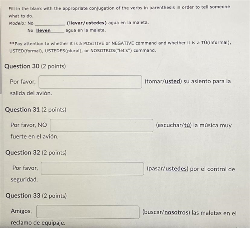 PLEASE HELP! SPANISH 2 Mandatos/Commands-example-1