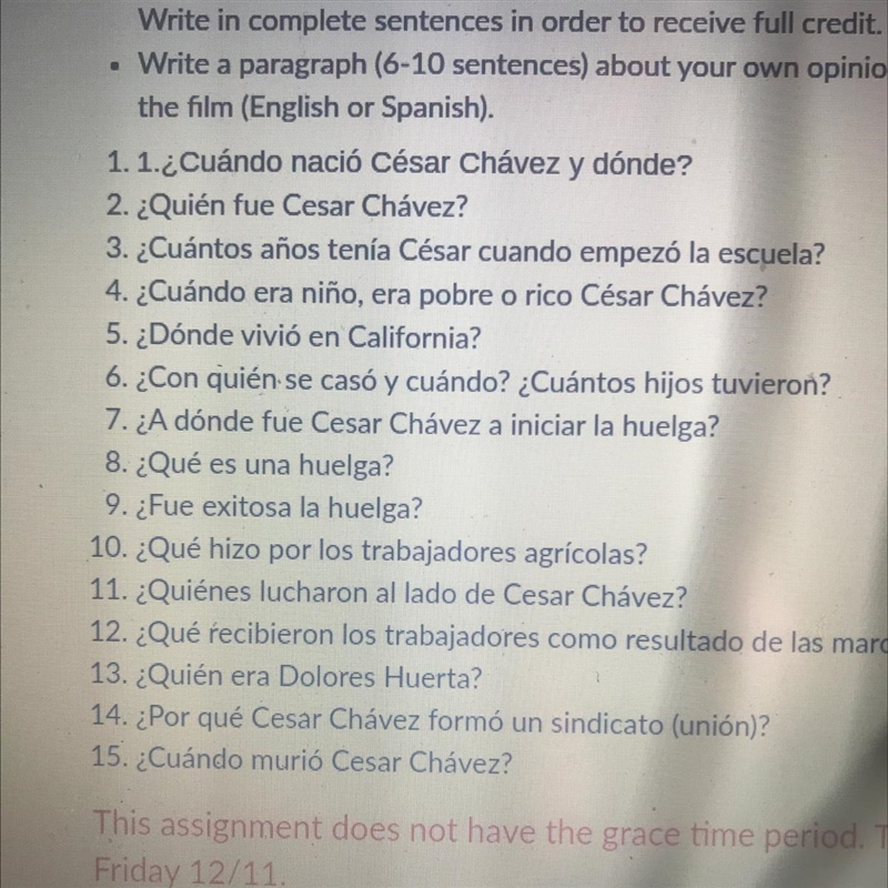 Help please! Due today!! Simple Cesar Chavez questions.-example-1