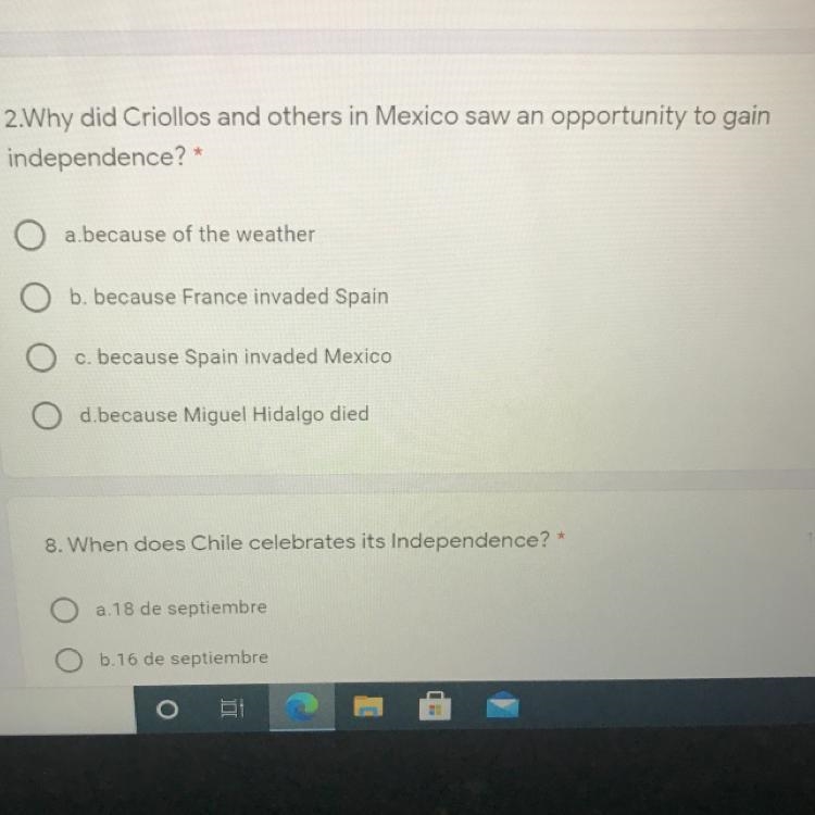 2.Why did Criollos and others in Mexico saw an opportunity to gain independence?-example-1