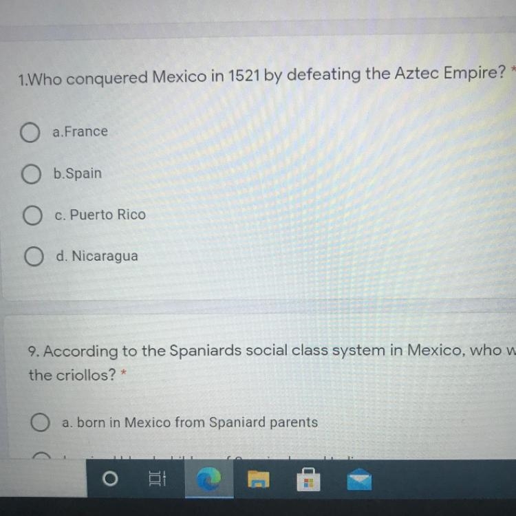 1.Who conquered Mexico in 1521 by defeating the Aztec Empire?-example-1