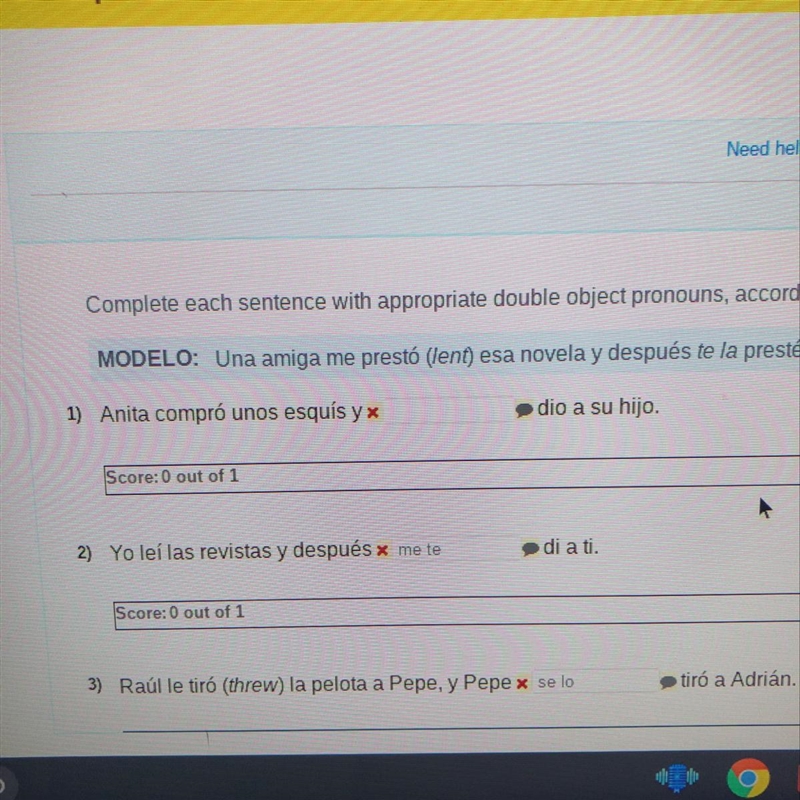 Anita compró unos esquís y dio a su hijo.-example-1