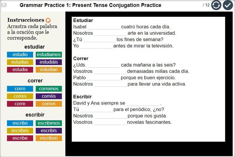 MAX POINTS ASAP / SPANISH Grammar Practice 1: Present Tense Conjugation-example-1