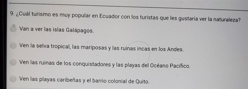 9. ¿Cuál turismo es muy popular en Ecuador con los turistas que les gustaría ver la-example-1