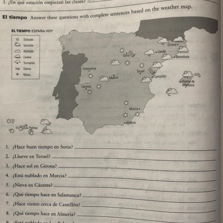 9.esta nuado en las palmas 10. Hace buen tiempo en lleida-example-1