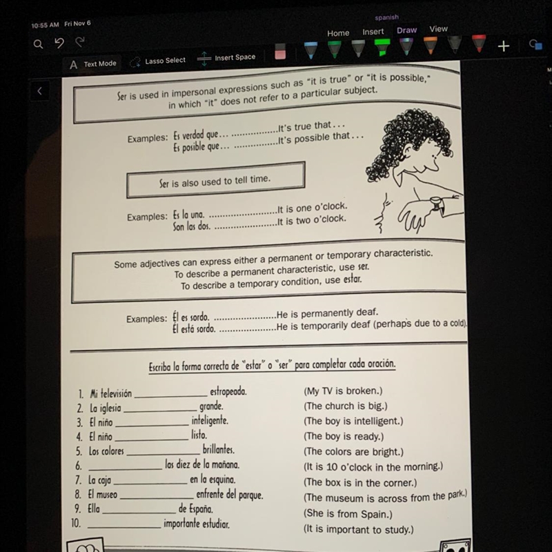 *EXTRA POINTS* What is the correct form of “estar” or “ser”?-example-1