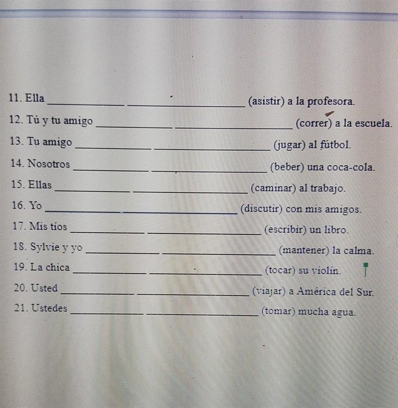 conjugation of AT and ER/ OR verbs in the present progressive tense. Estar conjugate-example-1