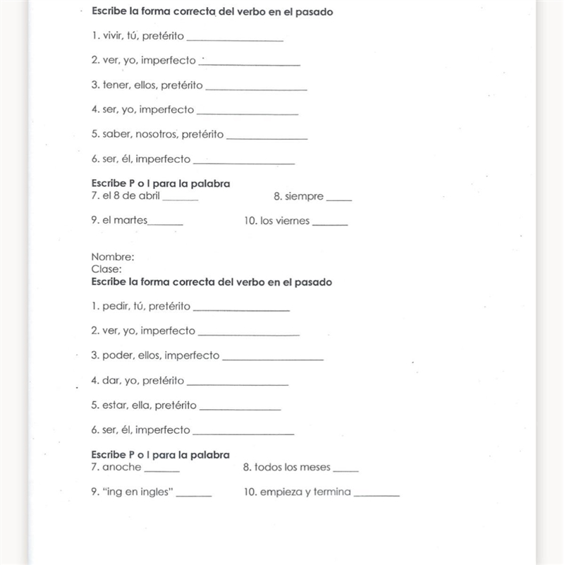 Escribe la forma correcta del verbo en el pasado REALLY NEED HELP-example-1