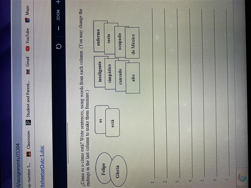 Write sentences, using words from each column.-example-1