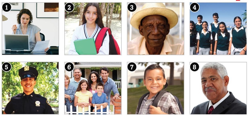 Tell whether you would use tú, Ud. or Uds. with the people in each photo.-example-1