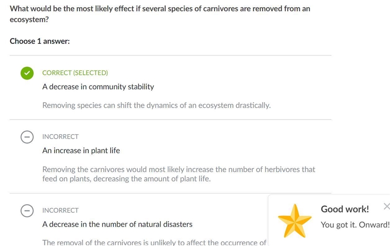 If several species of carnivores are removed from an ecosystem, the most likely effect-example-1