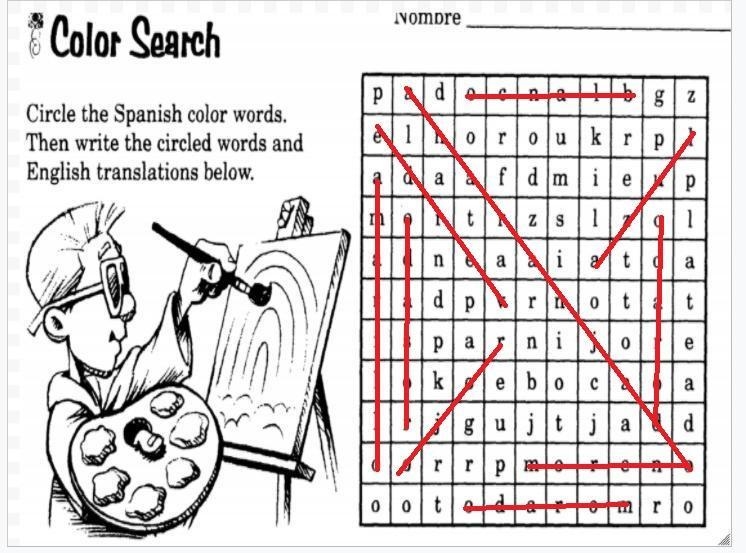 I just need someone to finish the spanish word search for me plz. it is for colors-example-1