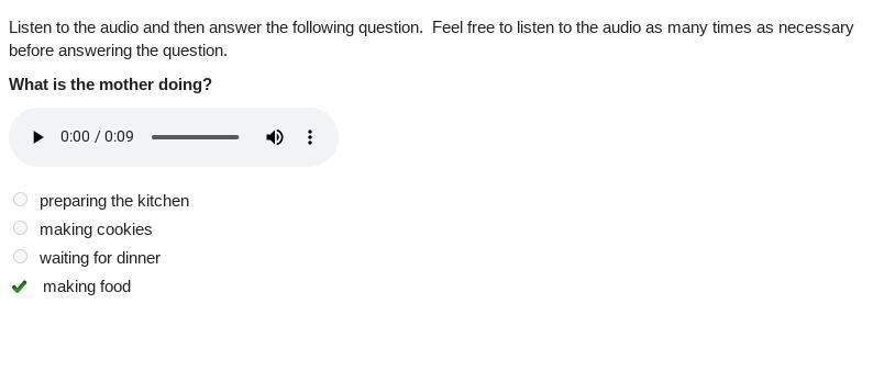 Listen to the audio and then answer the following question. Feel free to listen to-example-1