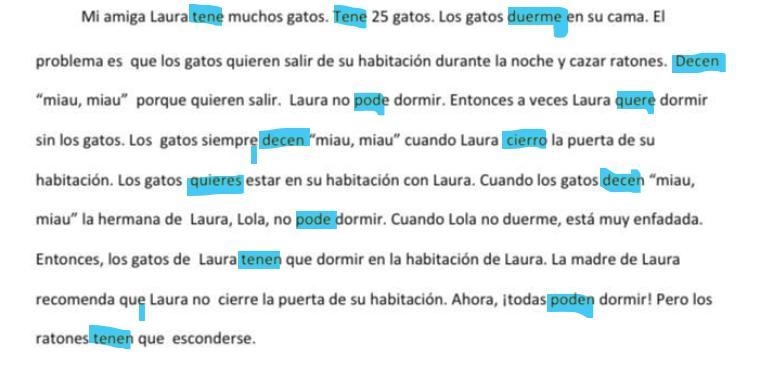 NEED HELP✅✅ Find the errors (Hint there are 15). rewrite the verbs that are incorrect-example-1