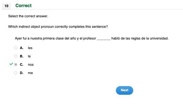 Ayer fui a nuestra primera clase del año y el profesor _______ habló de las reglas-example-1