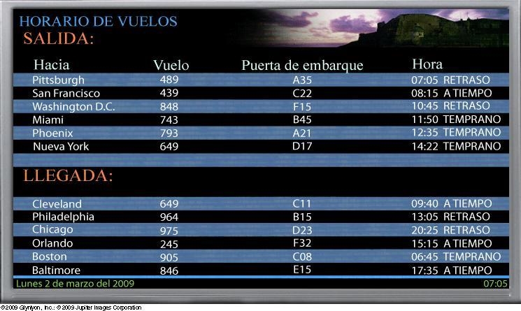 ¿A qué hora está programada la llegada del vuelo a la puerta D23 de Chicago?-example-1