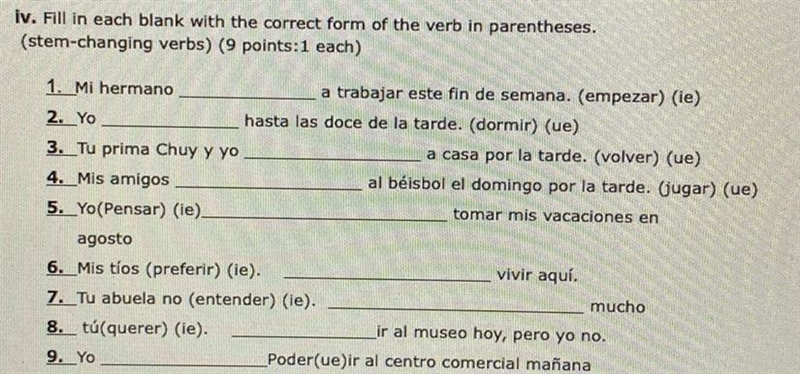 PLEASE HELP me with this spanish homework! this is a (Spanish 1 in college) class-example-1