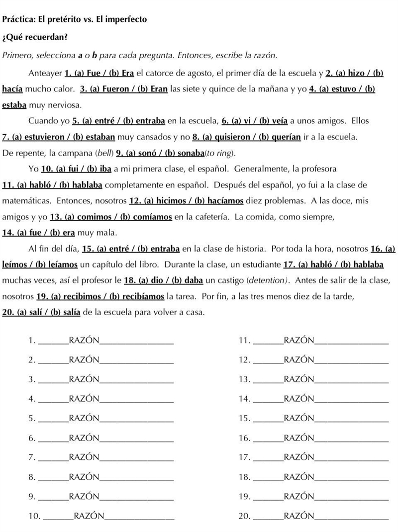 I need help on this homework. Preterite vs Imperfect-example-1