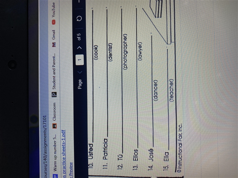 PLS HELP! Fill in the blanks with the correct form of ser and the indicated professions-example-1