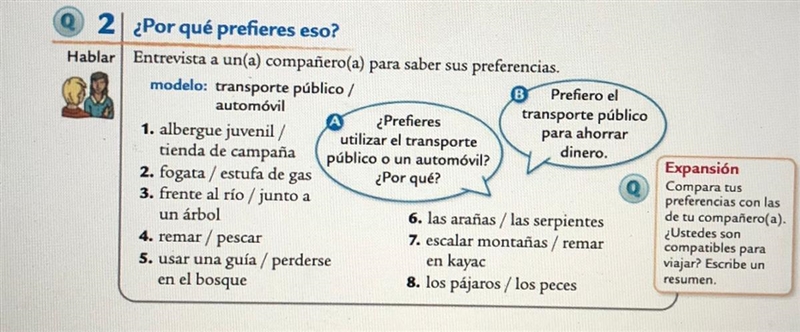 Entrevista a un(a) compañero(a) pars saber sus preferencias. Need help with questions-example-1