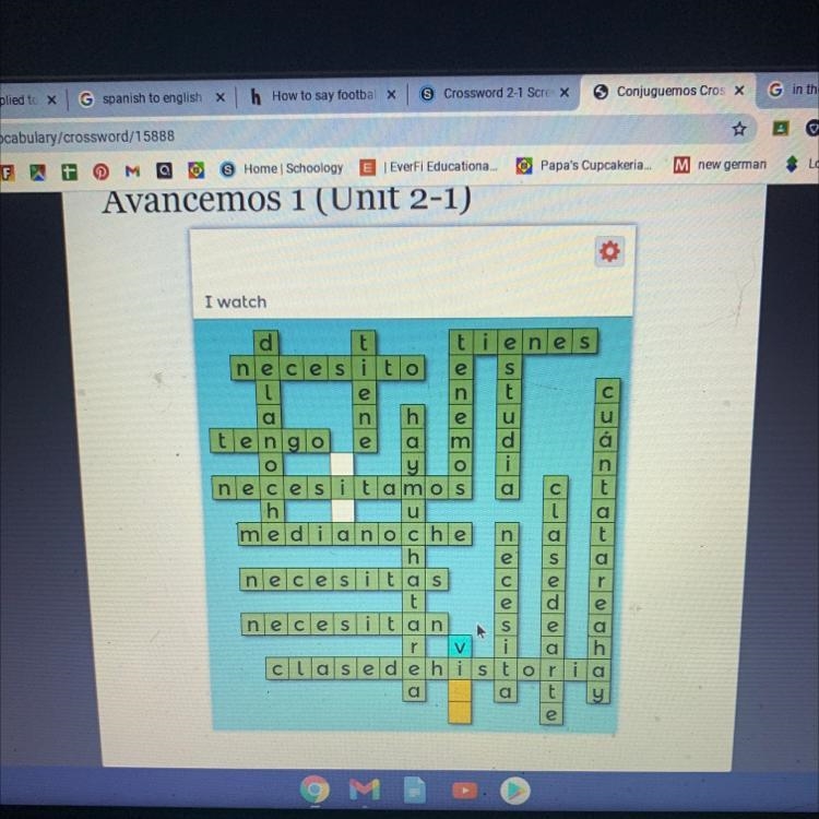 How would you say “I watch” in Spanish in a way that fits into this crossword-example-1