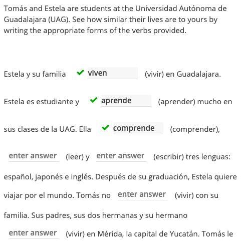 Tomás and Estela are students at the Universidad Autónoma de Guadalajara (UAG). See-example-1