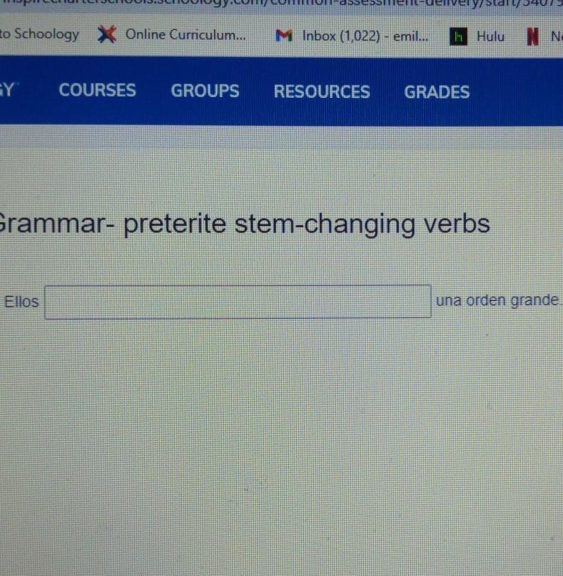 Grammar- preterite stem-changing verbs Ellos ___ una orden grande. (pedir) ​-example-1