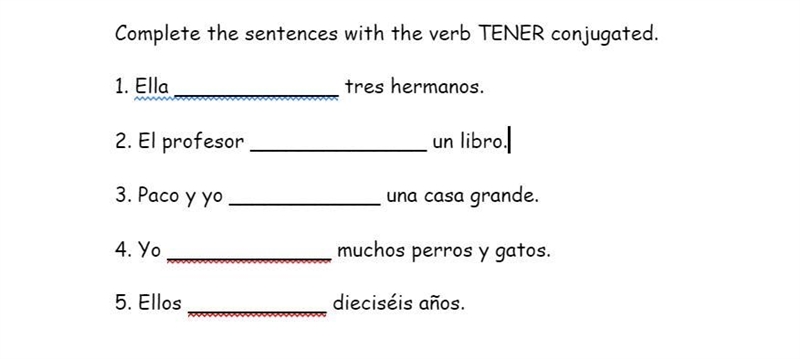 Complete the sentences with the verb TENER conjugated.-example-1