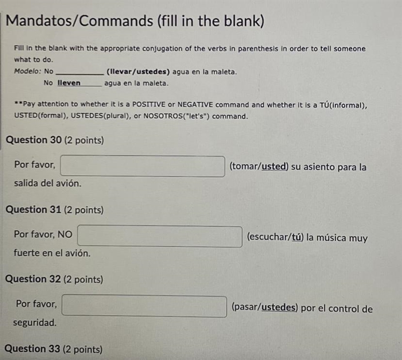 PLEASE HELP! SPANISH 2 Mandatos/Commands-example-1