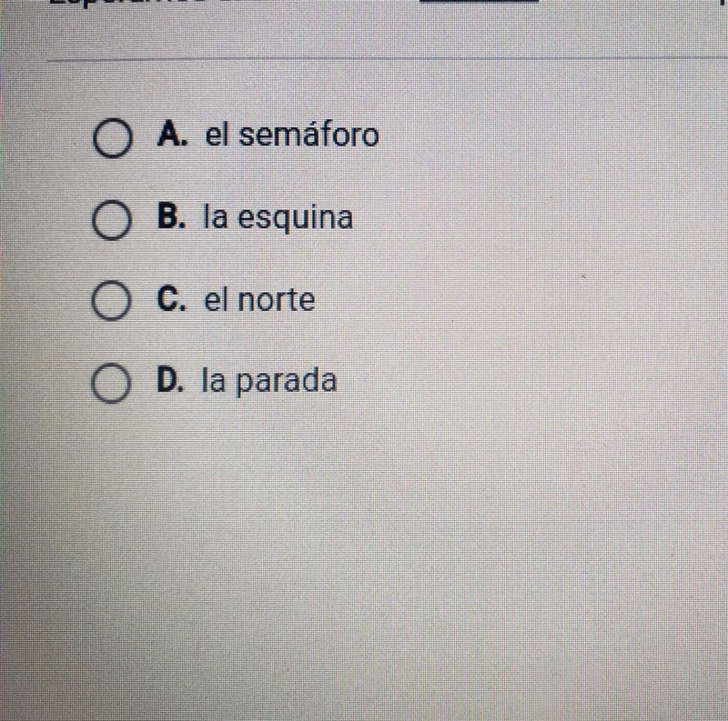 Esperamos el autobús en ___ de autobús por dos horas.​-example-1