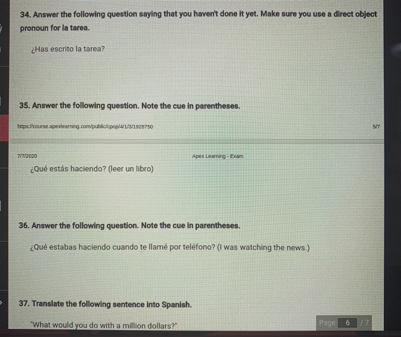 Spanish please answer 34-37 . thank you!-example-1