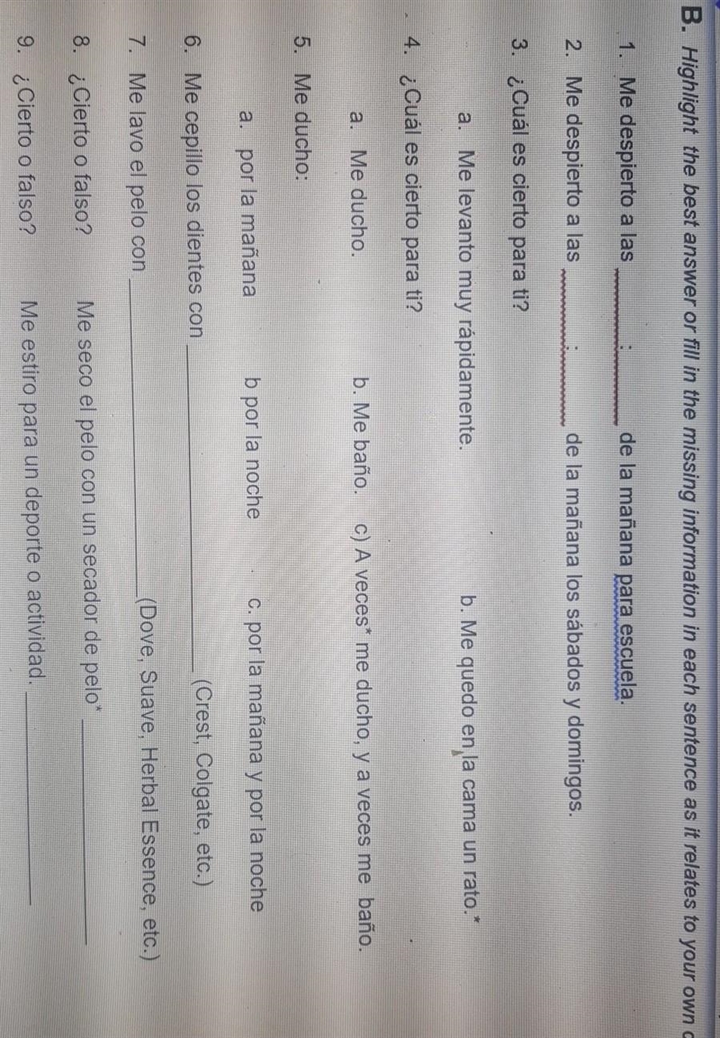 highlight the best answer or fill in the missing information in each sentence as it-example-1