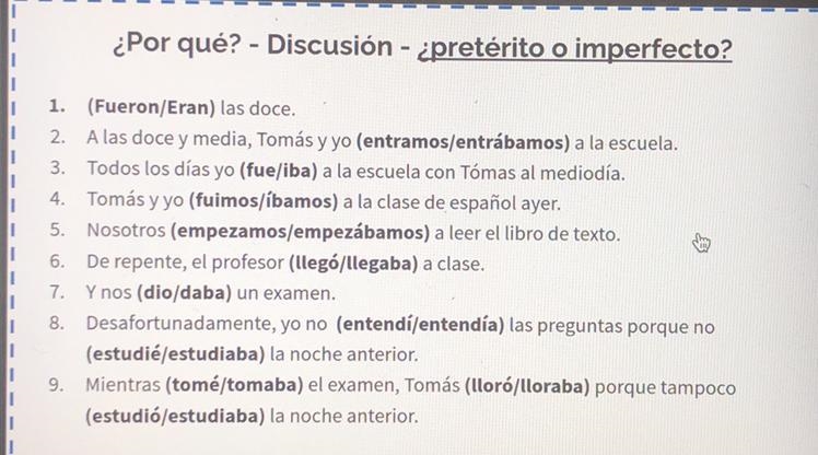 I need to know which word to use for each sentence and explain why it’s preterito-example-1