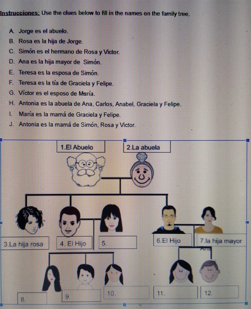 Need help la familia tree. Is the ones I have right?​-example-1