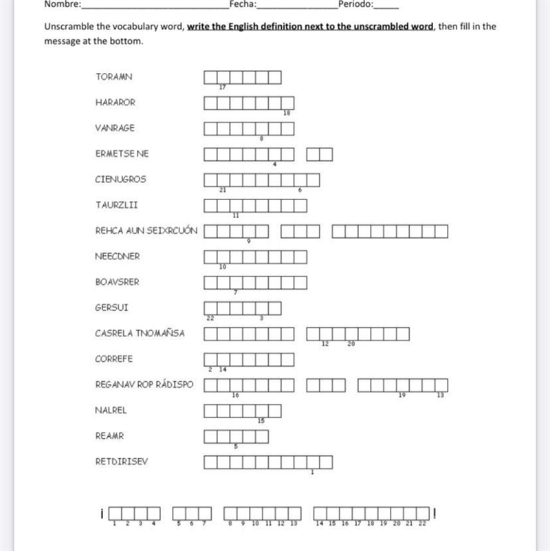 Help me complete Spanish 3 worksheet-example-1