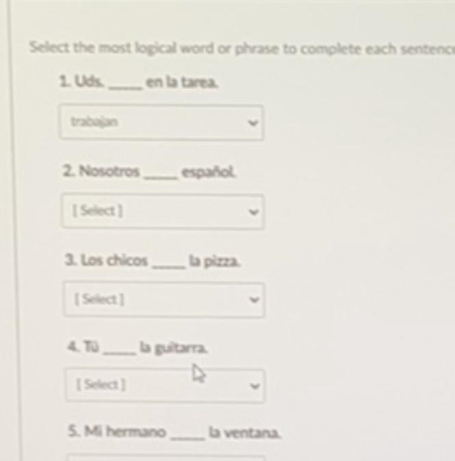 Question 12 Select the most logical word or phrase to complete each sentence 1 Uds-example-1