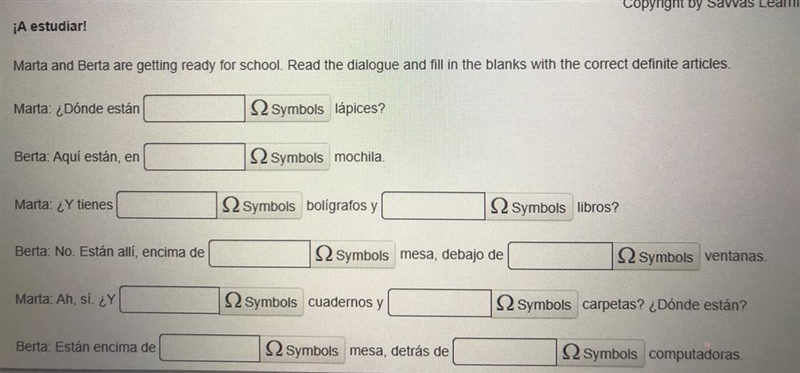 Marta and Berta are getting ready for school. Read the dialogue and fill in the blanks-example-1