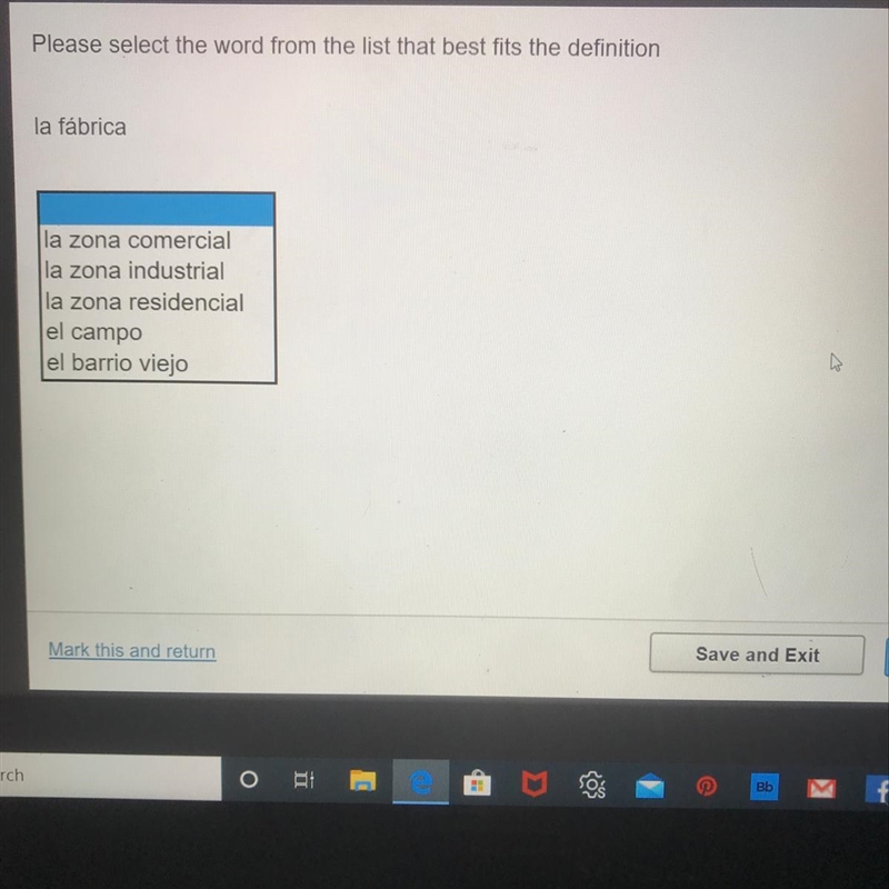 Please select the word from the list that best fits the definition la fábrica la zona-example-1