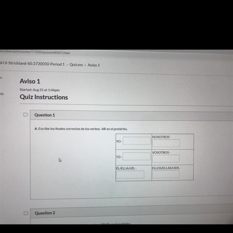 Escribe los finales correctos de los verbos -AR en el pretérito. Imagine above ^-example-1