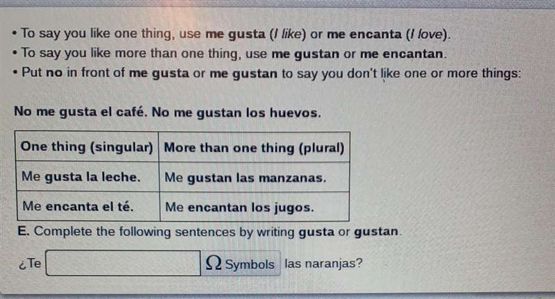 Is it gusta or gustan?​-example-1