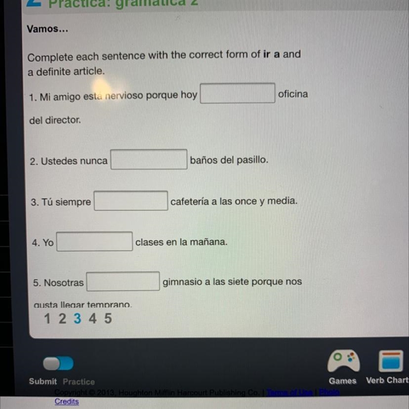 Complete each sentence with the correct form of ir a and a definite article-example-1