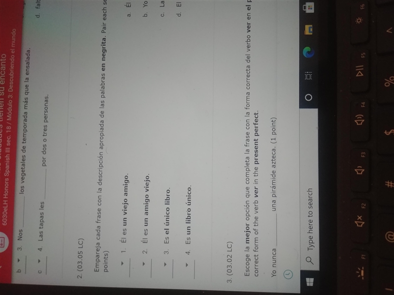 1. Él es un viejo amigo. 2. Él es un amigo viejo. 3. Es el único libro. 4. Es un libro-example-1